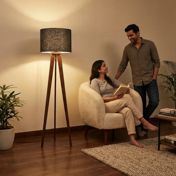 Lámpara de Pie Sinai Parota - ambientada en uso