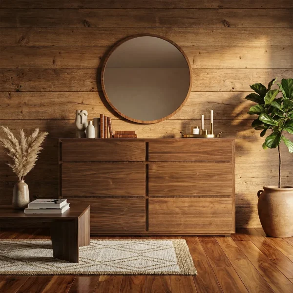 Tocador y Espejo Carson Nogal - foto ambientada