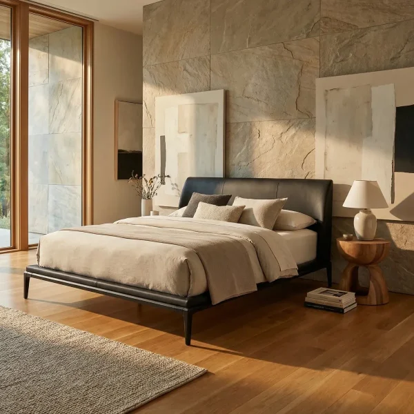 Cama Ryokan Queen Size Piel Vegana - foto ambientada