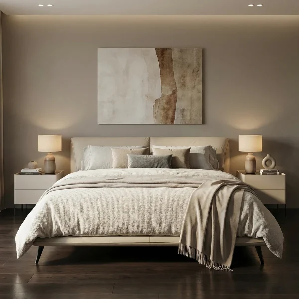 Recámara Yugana Queen Size Piel Marfil - foto ambientada