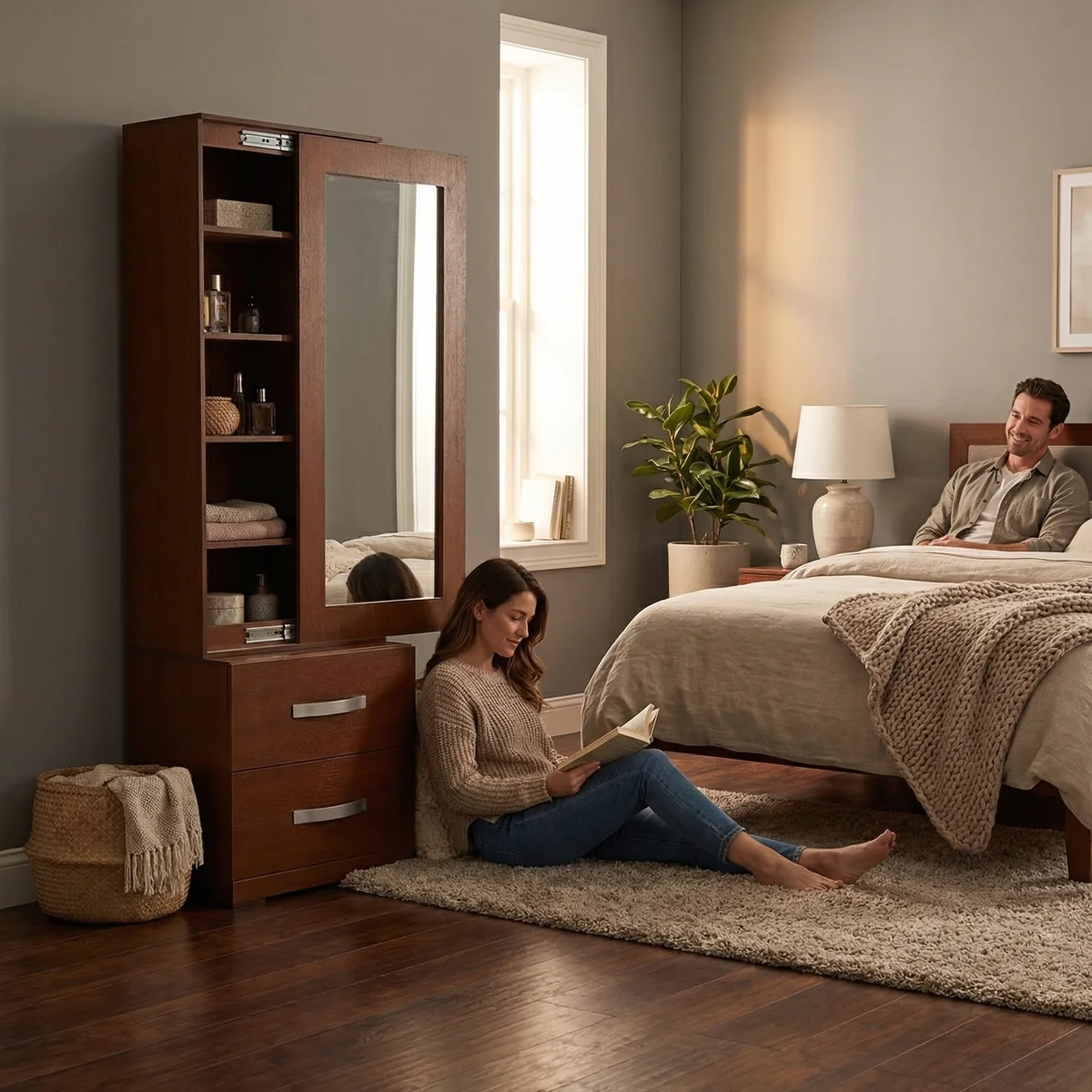 Espejo de piso Carmín Tabaco - ambientada en uso