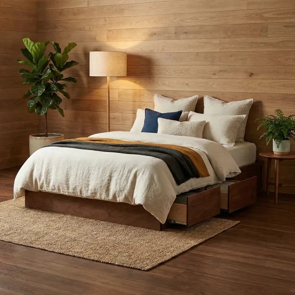 Base Queen Size Sevilla Okume - foto ambientada