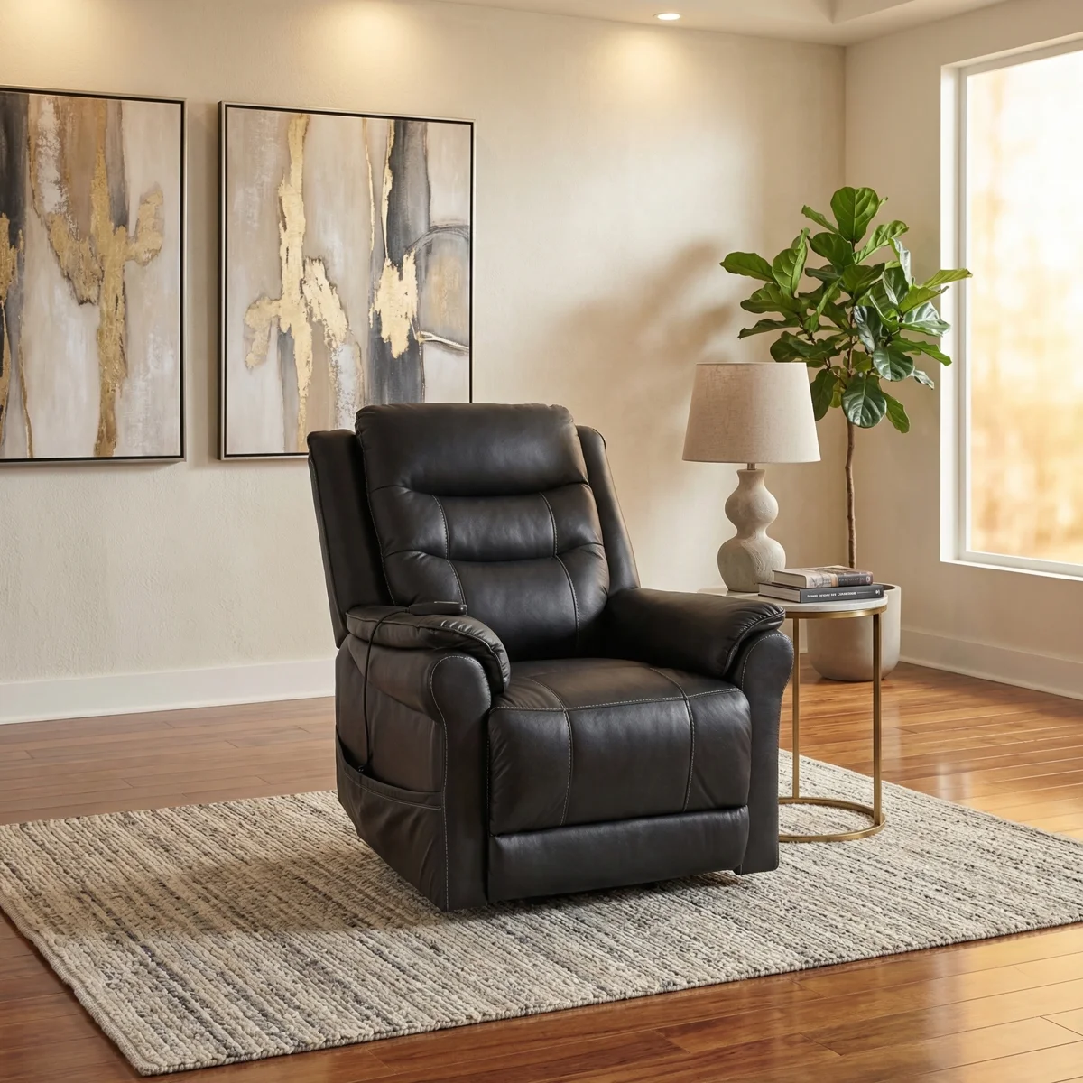 Sillon Reclinable Electrico con Masaje Oatman Ashely Negro - foto ambientada