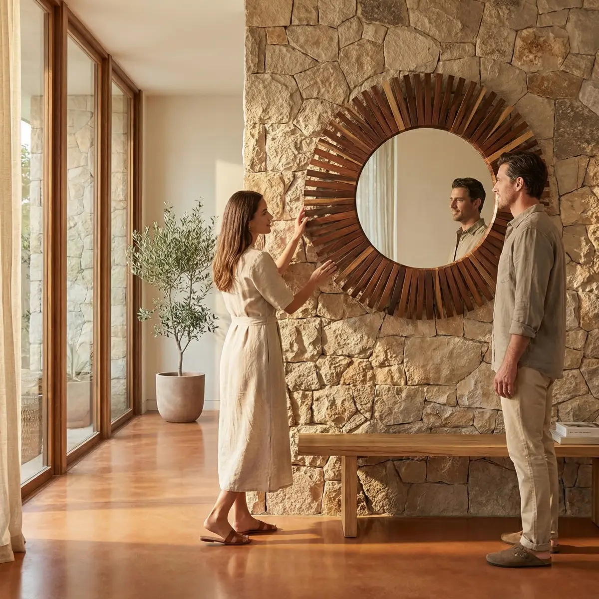 Espejo Redondo Sol (140cm) - ambientada en uso