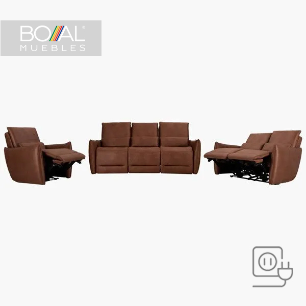 Sala 3-2-1 Reclinable Bennett Eléctrico Boal - Pino, Mecanismo Reclinable eléctrico y Tapiz Captiva