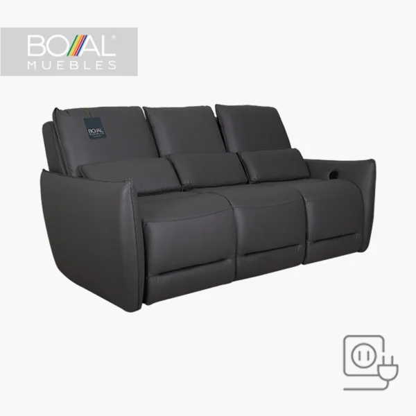 Sofá Reclinable Eléctrico Bennett Boal Gris - Pino, Mecanismo Reclinable eléctrico y Tapiz Captiva