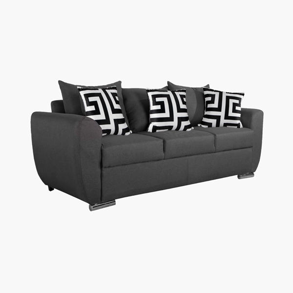 Sofá Camerun - Madera de Pino, Cromo, Tapiz Onix