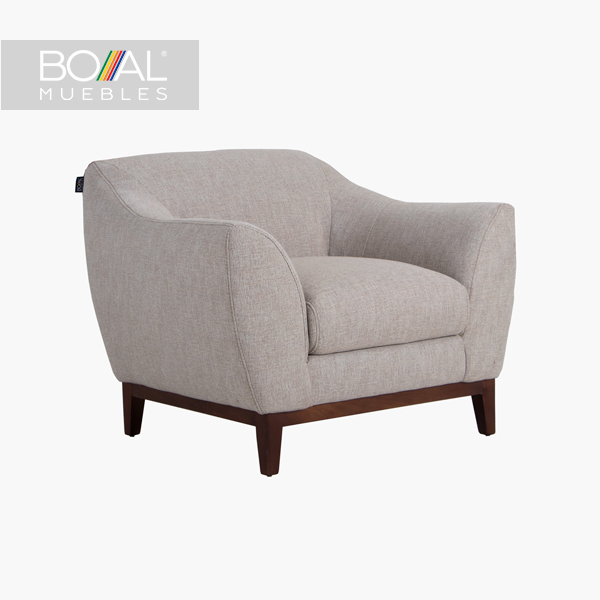 Sillón Fest Boal - Madera de Pino, Espuma de 24kg/m^3, Tapiz en Ark Beige