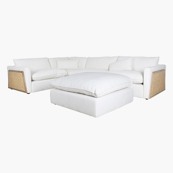 Sala Esquinera Mavi Kuka - Madera Sólida, Hule espuma, Tapiz Nieve