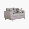 Love Seat Miller Plata - Madera de Pino, Cromo, Tapiz Plata