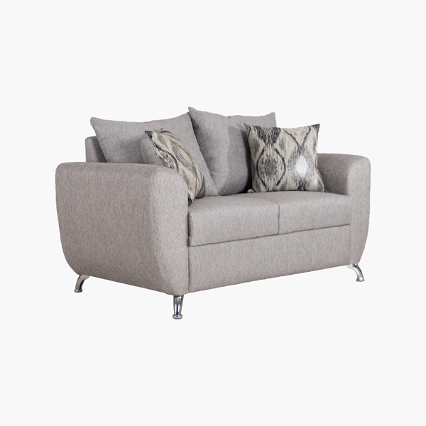 Love Seat Miller Plata - Madera de Pino, Cromo, Tapiz Plata