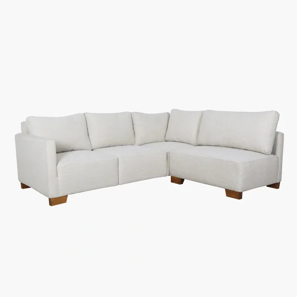 Sala Esquinera Biell - Madera de Pino, Tapiz Lucca, el color de tela se puede personalizar