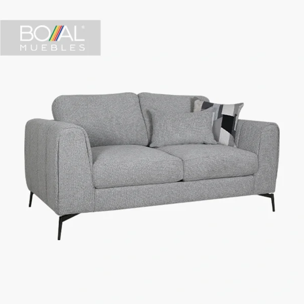Love Seat Temple Boal - Madera de Pino, Metal, Espuma de 24kg/m^3, Tapizado en Gris