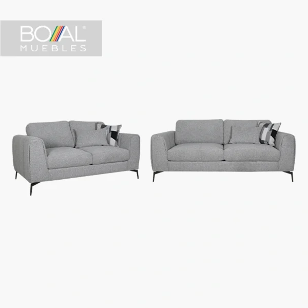 Sala 3-2 Temple Boal - Madera de Pino, Metal, Espuma de 24kg/m^3, Tapizado en Gris