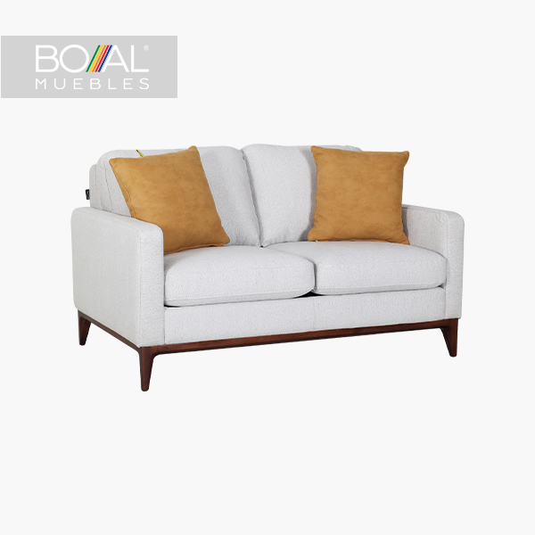 Love Seat Blazer Boal - Madera de Pino, Espuma de 24kg/m^3, Tapizado en Beige